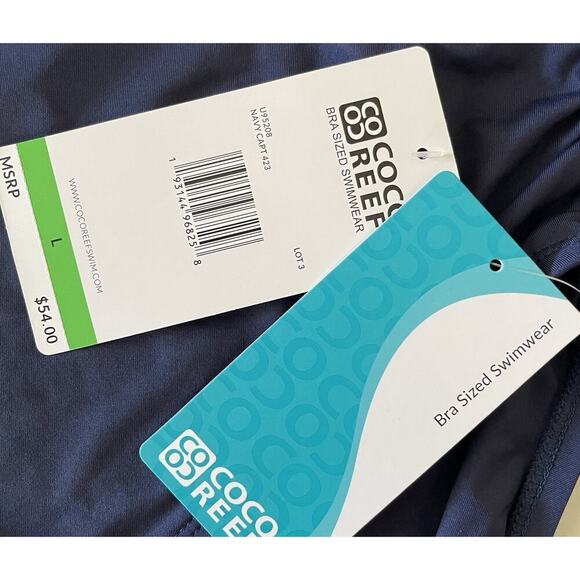 COCO Reef Perfection Fit High Waist Soft Bikini Bottom Navy Blue‎ Size L $54 - Picture 3 of 4